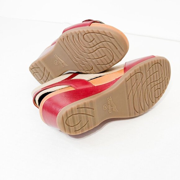 DANSKO NWB Sz 37 Red  Leather Arielle Glazed Kid Comfort Sandals - Picture 7 of 12